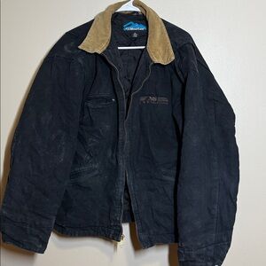 Tri-Mountain Black Canvas Embroidered Quilted Work Coat Men's Size XL